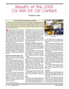 Results of the 2005 CQ WW DX CW Contest BY BOB COX,* K3EST Expanded CQ WW Contest Results on the Web Several elements of our contest reporting are on the CQ website, including Station Operators