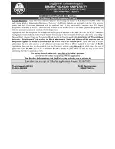 ghujpjhrd; gy;fiyf;fofk; BHARATHIDASAN UNIVERSITY (RE-ACCREDITED WITH ‘A’ GRADE BY NAAC) TIRUCHIRAPPALLI – ADMISSION NOTIFICATIONNew) M.Sc Medical Physics Programme (2 Years)