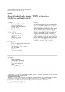 WIRELESS COMMUNICATIONS AND MOBILE COMPUTING Wirel. Commun. Mob. Comput. 2001; 1:77–92 REVIEW  General Packet Radio Service (GPRS): architecture,