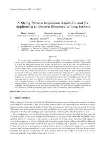 Genome Informatics 13: 3–A String Pattern Regression Algorithm and Its Application to Pattern Discovery in Long Introns