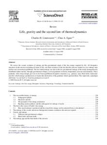 Physics of Life Reviews[removed]–242 www.elsevier.com/locate/plrev Review  Life, gravity and the second law of thermodynamics