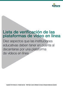 Lista de verificación de las plataformas de vídeo en línea Diez aspectos que las instituciones educativas deben tener en cuenta al decantarse por una plataforma de vídeos en línea