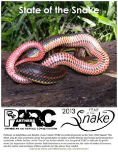 State of the Snake  Rainbow Snake (Farancia erytrogramma) Photo Credit: J.D. Willson
