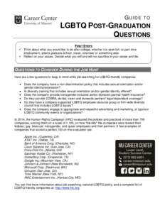 GUIDE  TO LGBTQ POST-GRADUATION QUESTIONS
