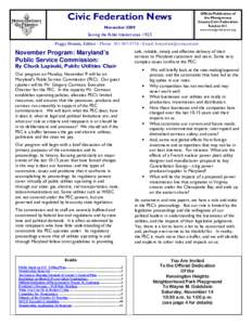 Civic Federation News  MCCF Newsletter—November 2009 November 2009