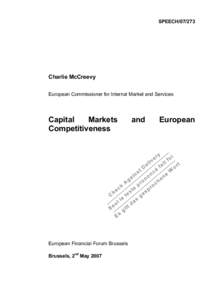 SPEECH[removed]Charlie McCreevy European Commissioner for Internal Market and Services  Capital
