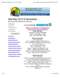 Mid May 2012 Mackinaw City C of C Newsletter