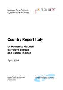 National Data Collection Systems and Practices Country Report Italy by Domenico Gabrielli Salvatore Strozza