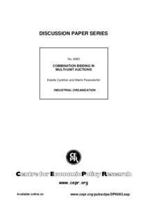 DISCUSSION PAPER SERIES  NoCOMBINATION BIDDING IN MULTI-UNIT AUCTIONS