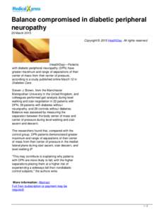 Balance compromised in diabetic peripheral neuropathy