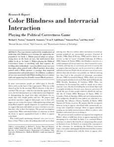 PS YC HOLOGICA L SC IENCE  Research Report Color Blindness and Interracial Interaction
