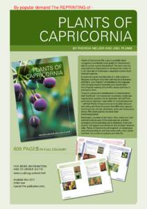 By popular demand The REPRINTING of -  PLANTS OF CAPRICORNIA BY RHONDA MELZER AND JOEL PLUMB