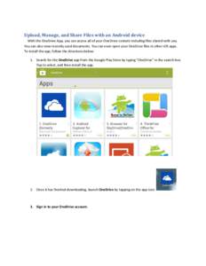 Upload, Manage, and Share files from OneDrive on Android Devices