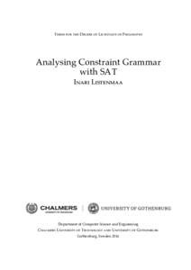 T   D  L  P  Analysing Constraint Grammar with SAT I L