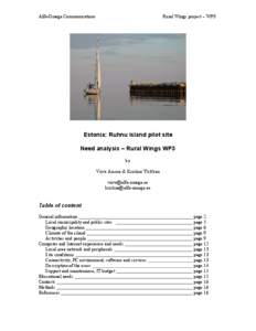 Alfa-Omega Communications  Rural Wings project – WP3 Estonia: Ruhnu island pilot site Need analysis – Rural Wings WP3