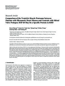 Comparison of the Ventricle Muscle Proteome between Patients with Rheumatic Heart Disease and Controls with Mitral Valve Prolapse: HSP 60 May Be a Specific Protein in RHD