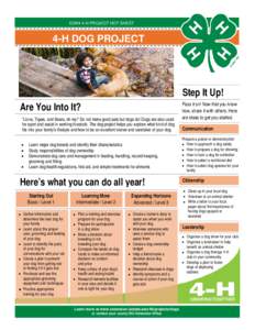 IOWA 4-H PROJECT HOT SHEET  4-H DOG PROJECT Step It Up! Are You Into It?