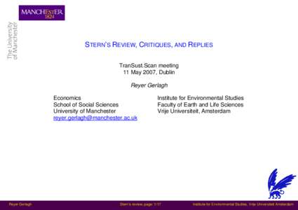 Climate change policy / Low-carbon economy / Stern Review / United Kingdom / Intergovernmental Panel on Climate Change / Effects of global warming / Vrije Universiteit / Vrije / Emissions trading / Climate change / Environment / Environmental economics