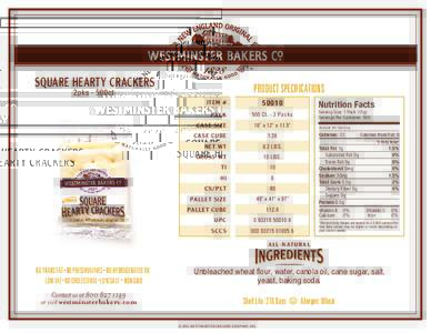 SQUARE HEARTY CRACKERS  PRODUCT SPECIFICATIONS 2pks - 500ct.