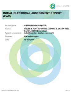 INITIAL ELECTRICAL ASSESSMENT REPORT (EAR) Factory Name: AMEEN FABRICS LIMITED