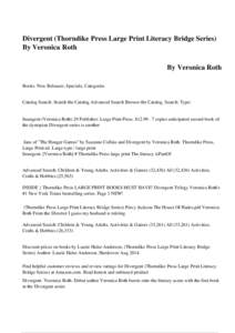 Divergent (Thorndike Press Large Print Literacy Bridge Series) By Veronica Roth