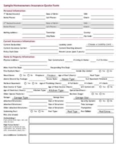 Homeowners Insurance Quote Form Insurance Center of Buffalo