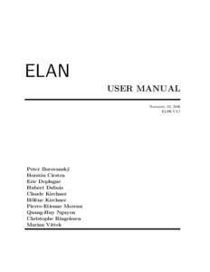 ELAN USER MANUAL November 29, 2006 ELAN V3.7  Peter Borovansk´