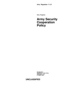 Army Regulation 11–31  Army Programs Army Security Cooperation