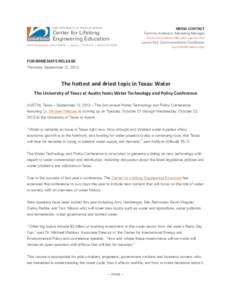 Water Technology and Policy press release