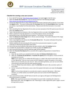 BVP Account Creation Checklist