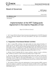 GOVImplementation of the NPT Safeguards Agreement in the Islamic Republic of Iran
