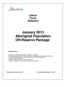 Labour Force Statistics January 2015 Aboriginal Population