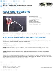 Section 11: Examples of Rubber LIning Applications  Gold Ore Processing Superior quality linings for gold ore processing  •