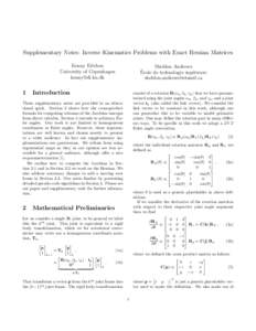 Supplementary Notes: Inverse Kinematics Problems with Exact Hessian Matrices Kenny Erleben University of Copenhagen   1