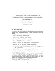 Direct Test of the Time-Independence of Fundamental Nuclear Constants Using the Oklo Natural Reactor 