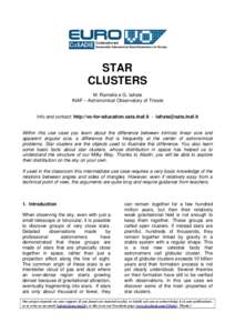 STAR CLUSTERS M. Ramella e G. Iafrate INAF – Astronomical Observatory of Trieste  Info and contact: http://vo-for-education.oats.inaf.it - 