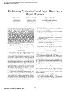Evolutionary Synthesis of Nand Logic: Dissecting a Digital Organism