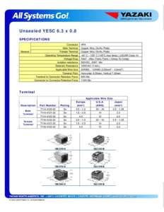 Unsealed YESC 6.3 x 0.8 SPECIFICATIONS Connector Male Terminal Female Terminal Operating Temperature Range