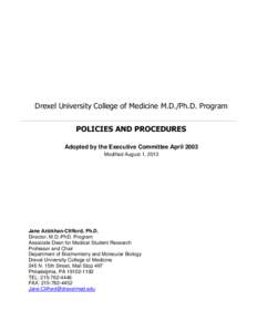 Drexel University College of Medicine M.D./Ph.D. Program