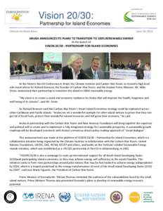 Vision 20/30: Partnership for Island Economies Climate Institute News June 20, 2012