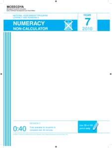 national assessment program literacy and numeracy NUMERACY  NON-calculator