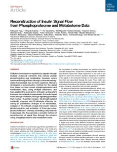 Cell Reports  Article Reconstruction of Insulin Signal Flow from Phosphoproteome and Metabolome Data Katsuyuki Yugi,1,9 Hiroyuki Kubota,1,7,8,9 Yu Toyoshima,1 Rei Noguchi,2 Kentaro Kawata,1 Yasunori Komori,1