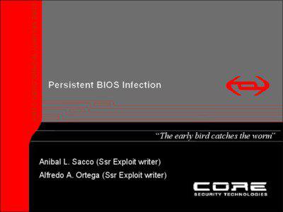 CORE SECURITY TECHNOLOGIES © 2009  Persistent BIOS Infection