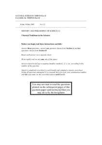 HPS: Part II exam papers 2003