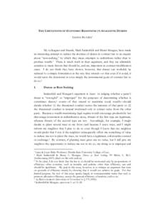 THE LIMITATIONS OF ECONOMIC REASONING IN ANALYZING DURESS SHAWN BAYERN* My colleagues and friends, Mark Seidenfeld and Murat Mungan, have made an interesting attempt to reduce the doctrine of duress in contract law to an