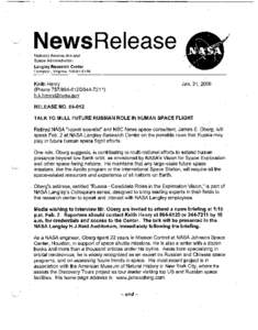 ~  NewsRelease National Aeronautics and Space Administration Langley Research Center