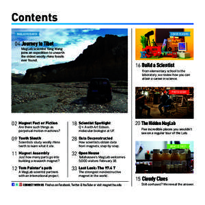 Table of contents from issue 8 of flux magazine, producecd at the National High Magnetic Field Laboratory