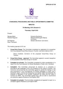 SPPA/S4/15/7/M  STANDARDS, PROCEDURES AND PUBLIC APPOINTMENTS COMMITTEE MINUTES 7th Meeting, 2015 (Session 4) Thursday 2 April 2015