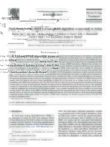 Remote Sensing of Environment – 340 www.elsevier.com/locate/rse Performance of the MISR LAI and FPAR algorithm: a case study in Africa Jiannan Hu a,*, Bin Tan a, Nikolay Shabanov a, Kathleen A. Crean b, J