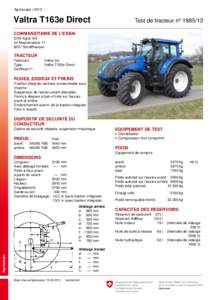 Agroscope | 2013  Valtra T163e Direct Test de tracteur no